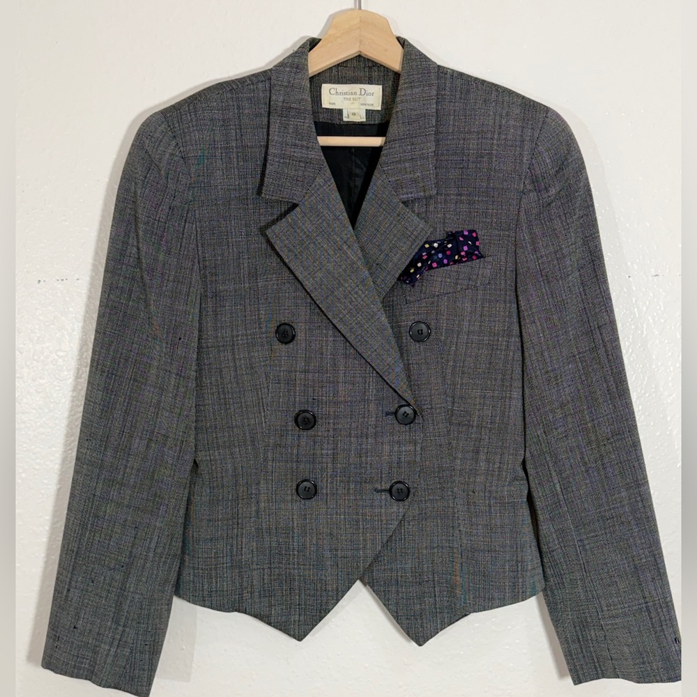 Authentic Christian Dior The Suit Gray Vintage Wool Blazer Jacket
